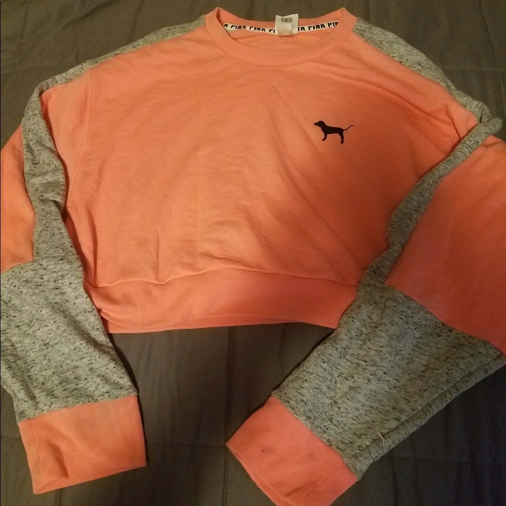 Coral PINK cropped crew neck